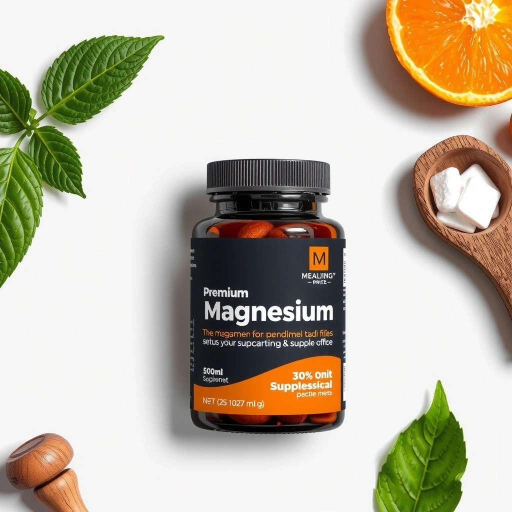 Premium magnesium supplement bottle